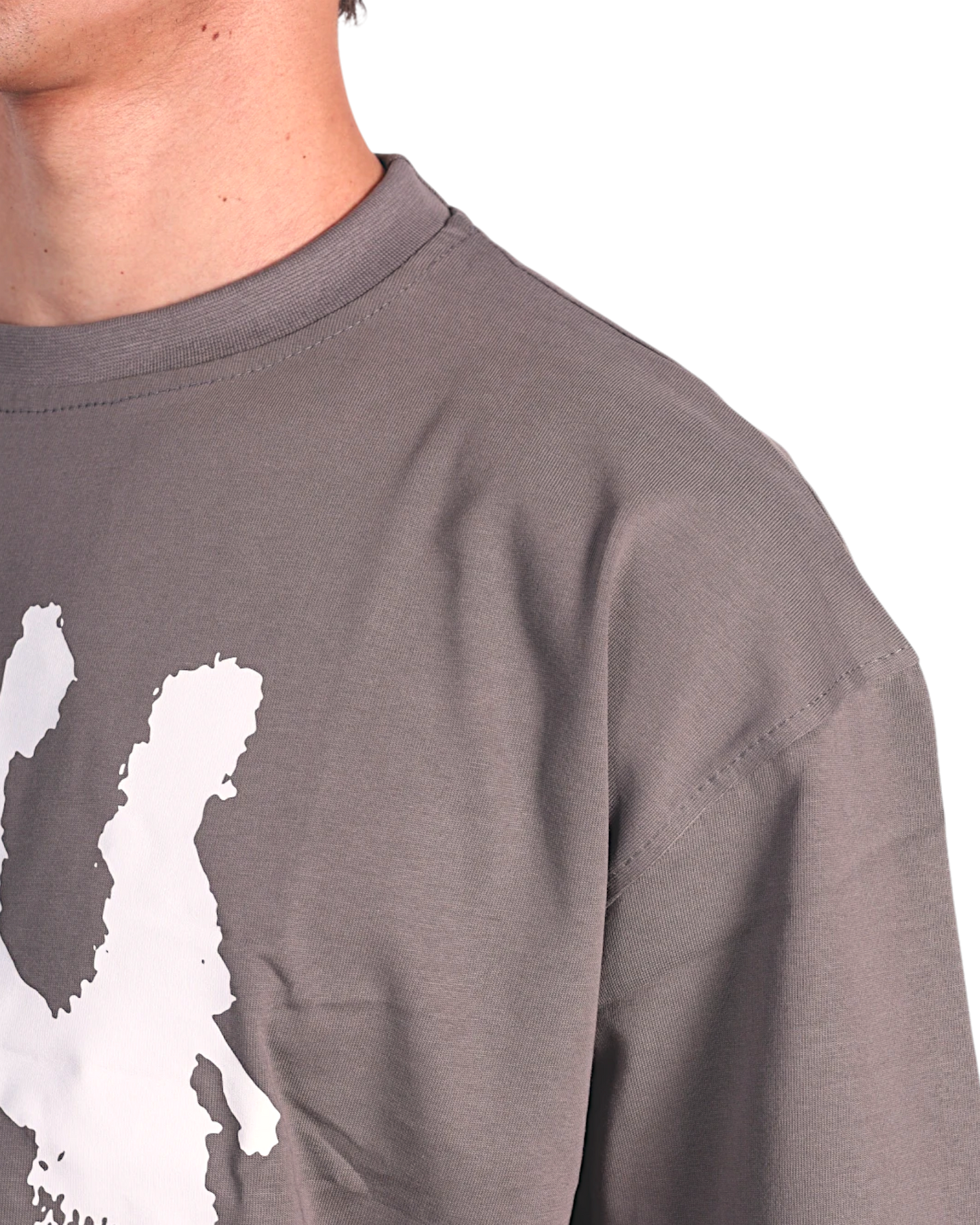 Anetos grey cotton t-shirt with white graphic print and text "FROM CAIRO TO THE WORLD".