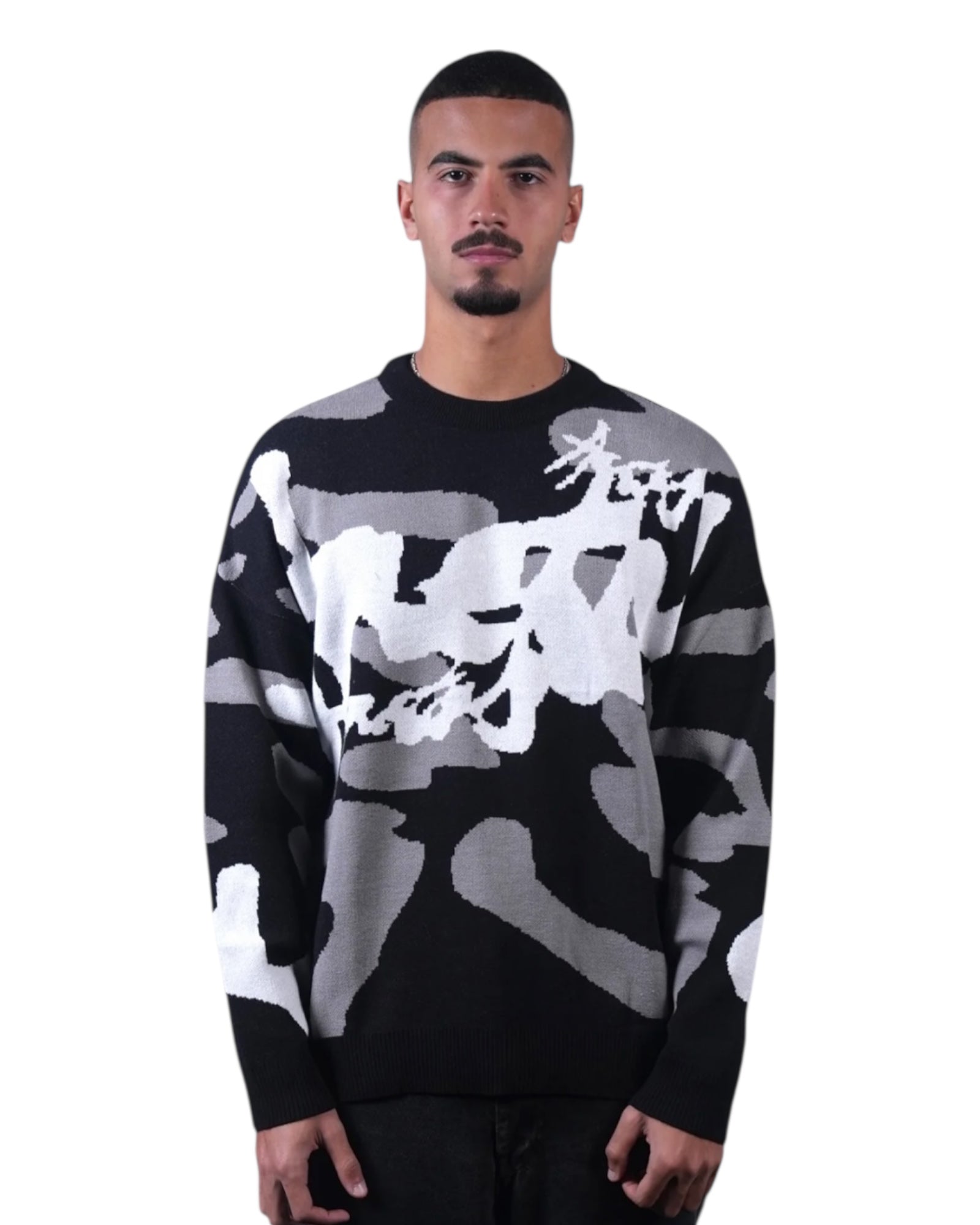 Black Echo Knit Crewneck Anetos