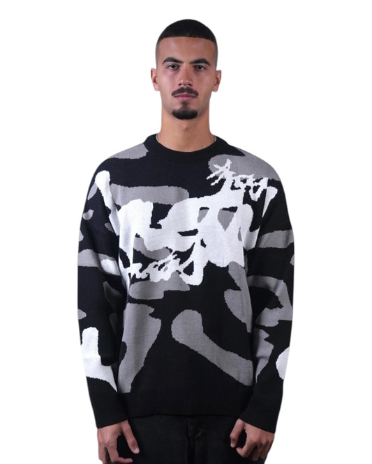 Black Echo Knit Crewneck Anetos