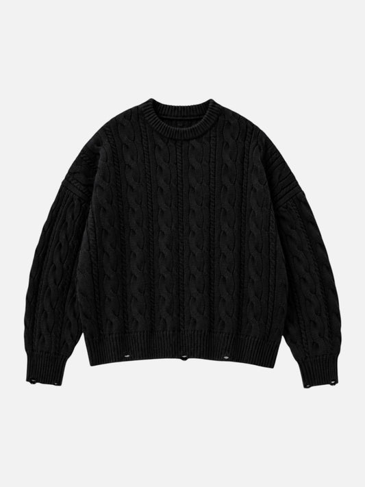 Deconstructed Cable Knit Crewneck Anetos