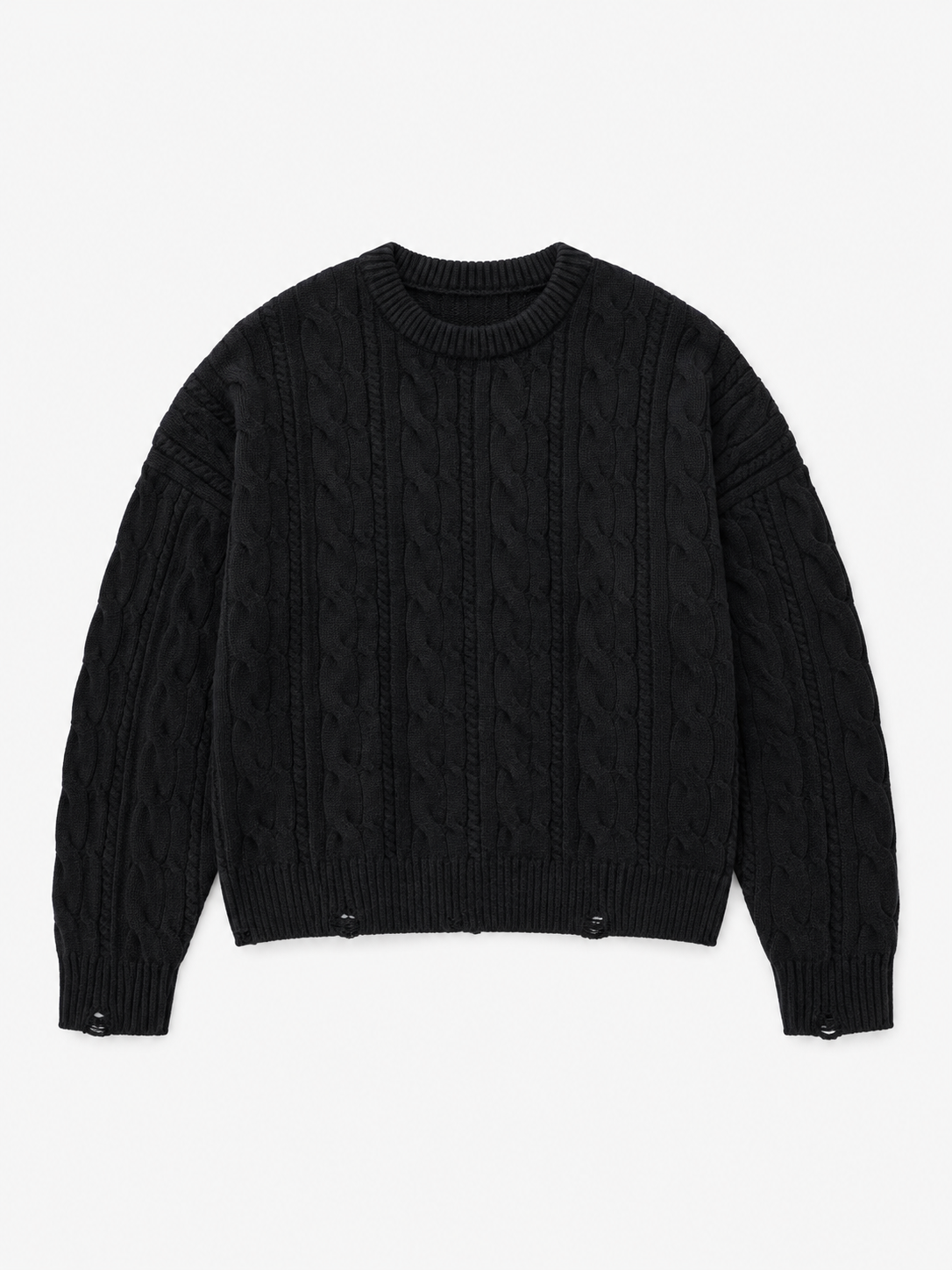 Deconstructed Cable Knit Crewneck Anetos