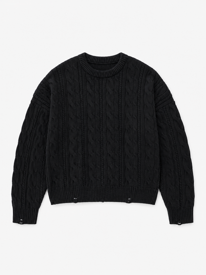 Deconstructed Cable Knit Crewneck Anetos
