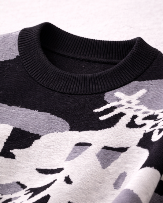 Black Echo Knit Crewneck Anetos