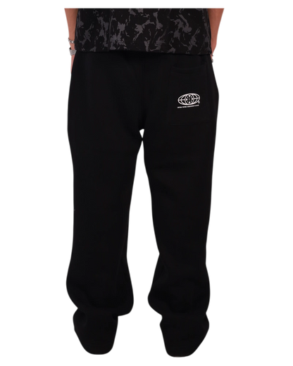 Anetos black cotton sweatpants with a small white logo on the back pocket. Relaxed fit, casual style.