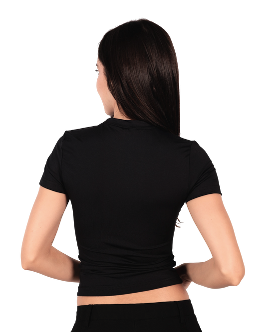Anetos black short-sleeve fitted logo top made from comfortable, high-quality material.