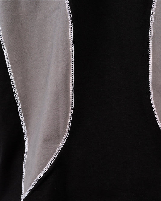 Anetos Core Shift Shirt in black with grey panel details and contrast white stitching. Modern fit, versatile style.