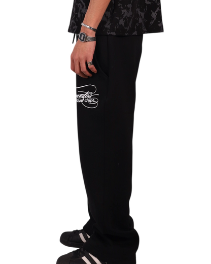 Anetos black cotton sweatpants with white logo detail on the left leg. Relaxed fit, casual style.