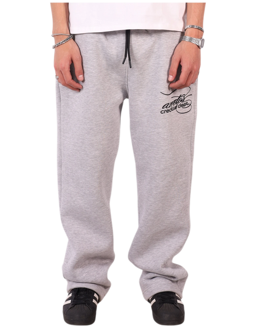 Anetos grey cotton blend sweatpants with drawstring waist and embroidered logo on the left thigh.