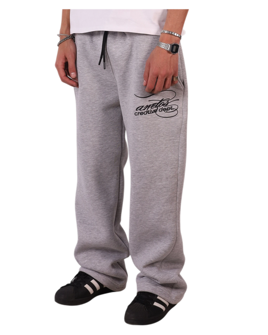 Anetos grey cotton blend sweatpants with drawstring waist and embroidered logo on the left leg.