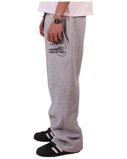 Anetos grey cotton sweatpants with embroidered logo on the left thigh. Relaxed fit, casual style.