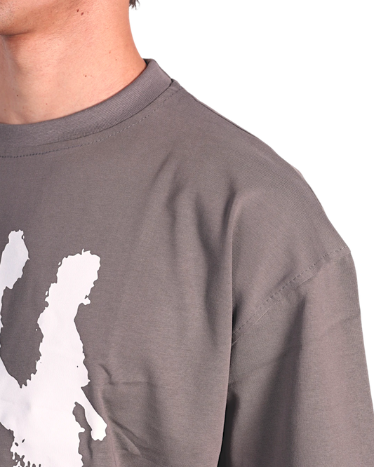 Anetos grey cotton t-shirt with white graphic print and text "FROM CAIRO TO THE WORLD".