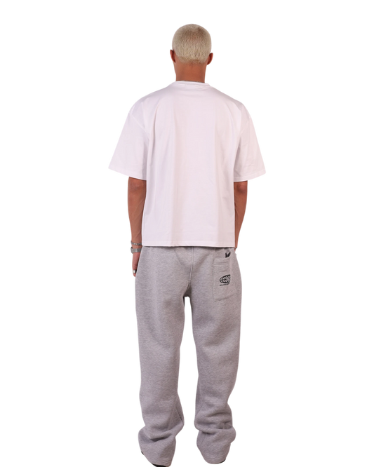 Anetos Creative Dept. grey sweatpants with a small logo on the back pocket. Relaxed fit, casual style.