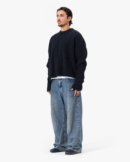 Deconstructed Cable Knit Crewneck Anetos