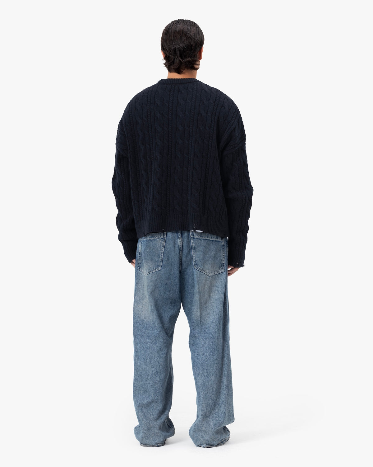 Deconstructed Cable Knit Crewneck Anetos