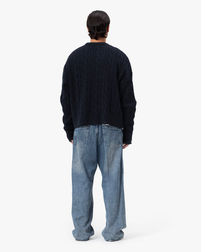 Deconstructed Cable Knit Crewneck Anetos